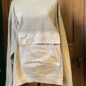 VTG Arizona Men’s Sweatshirt Big Front Pocket Sand Brown Size Large